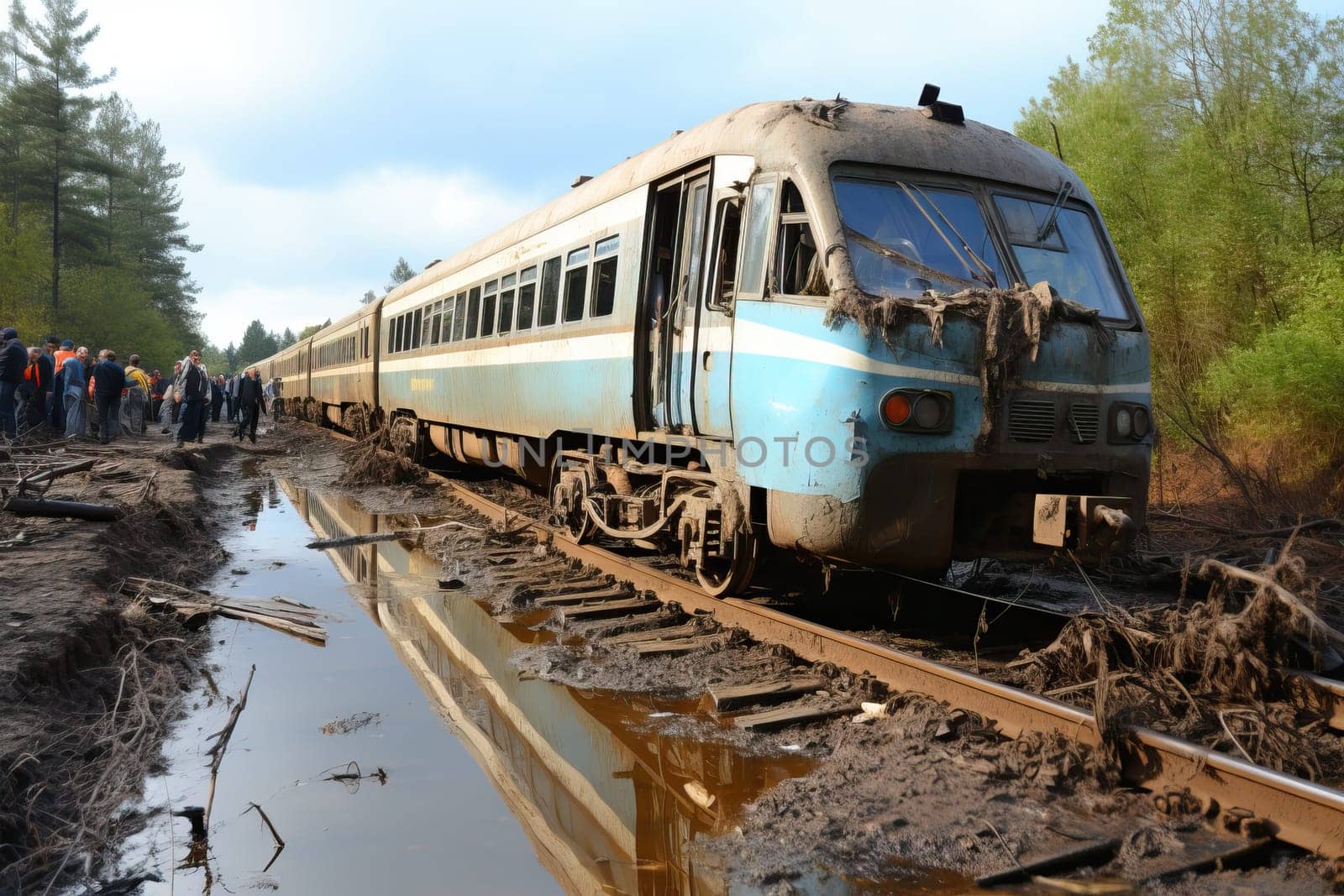 Old abandoned and already rusty train. A missile strike attack on the civilian population during the war. by Niko_Cingaryuk