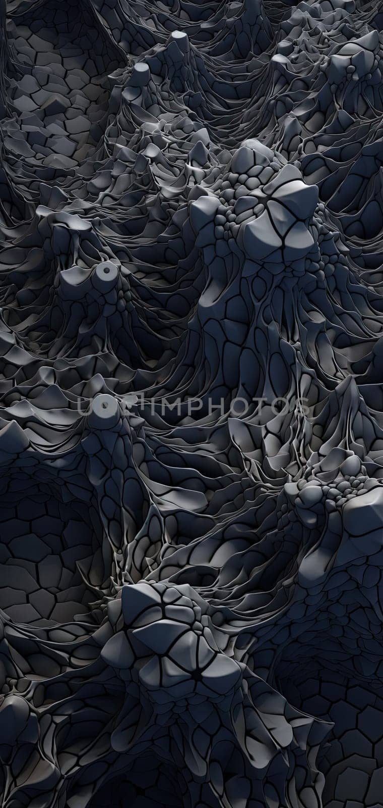 Scientific abstraction with futuristic textured tissue waves. Tech background with close-up wave bio texture. Generated AI