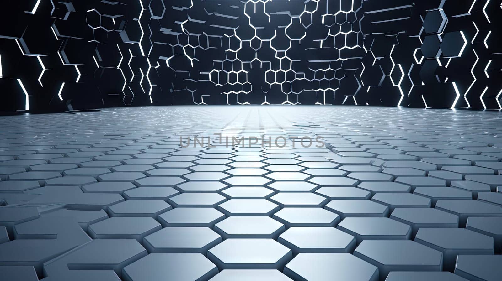 Abstract background with hexagonal tiles. Tech styled hex pattern. Generated AI