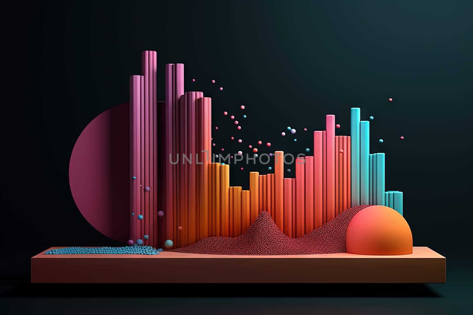 Abstract business graph in mountain style. Data bars concept element for business. Generated AI