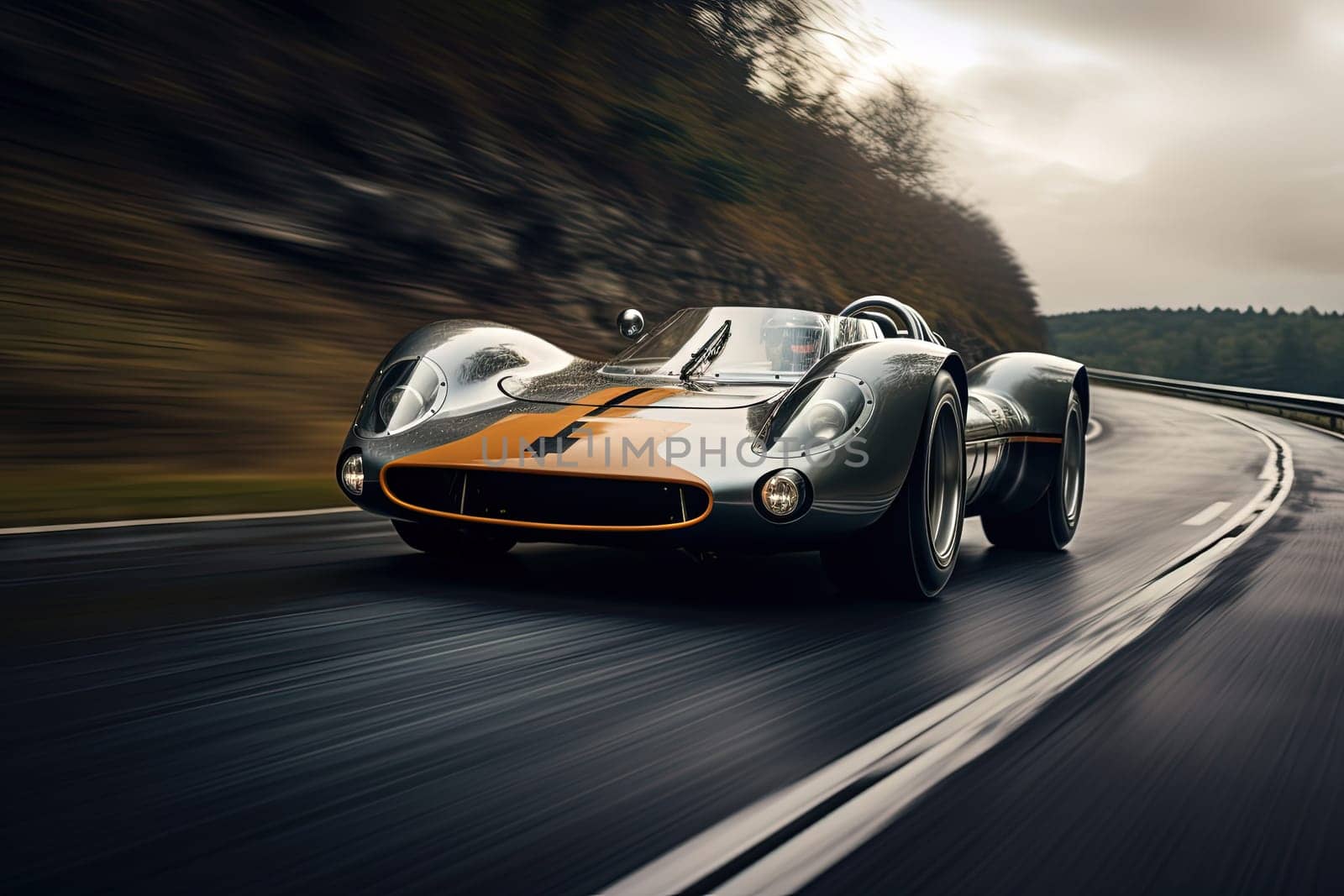 Racing car on the lap. Abstract racing auto on high speed. Generated AI