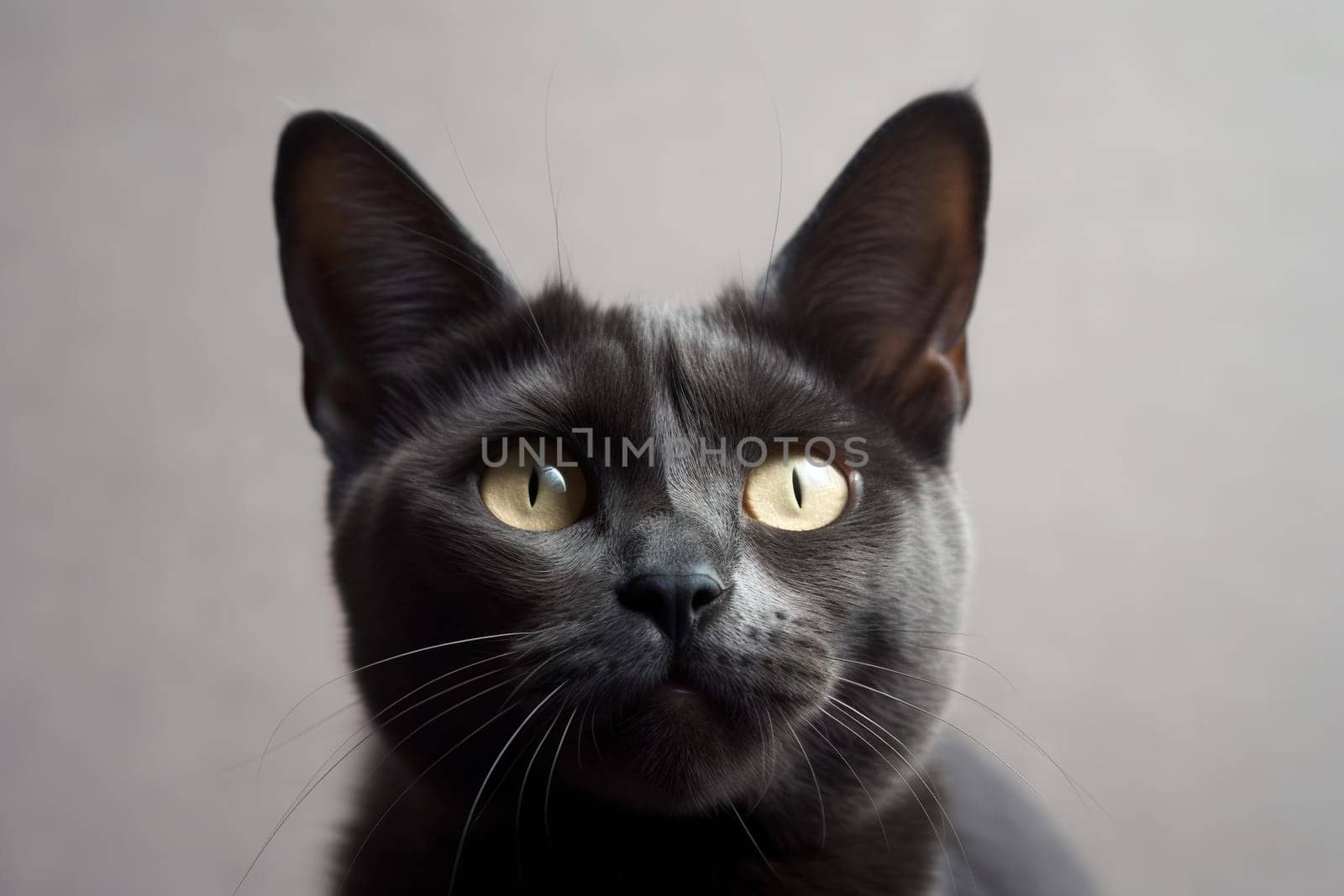 Portrait of the cute cat staring. Beautiful kitten looking deep. Generated AI