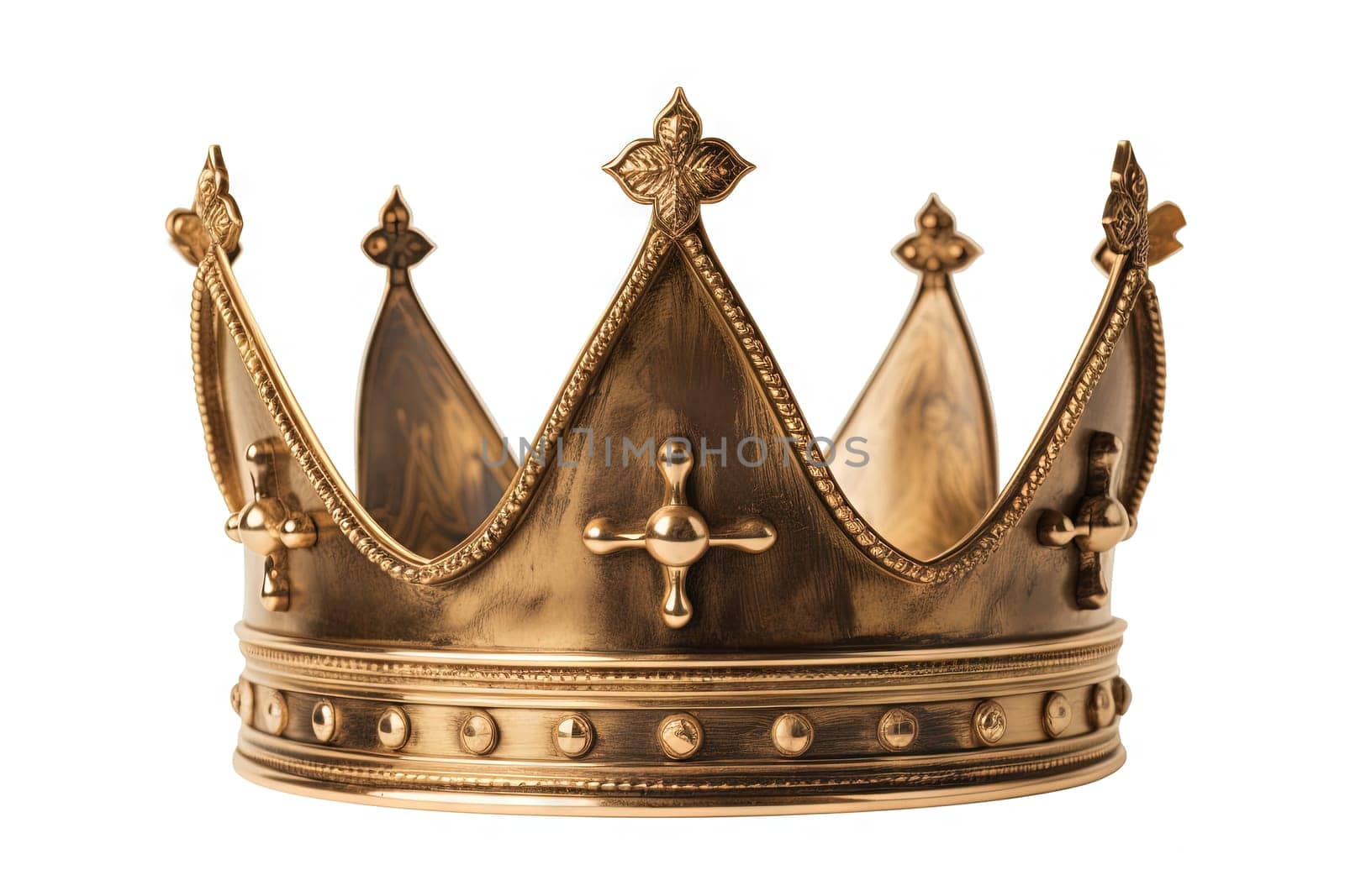 Beautuful shiny crown with medieval ornament and jeewelry. Ancient king or quenn crown. Generated AI