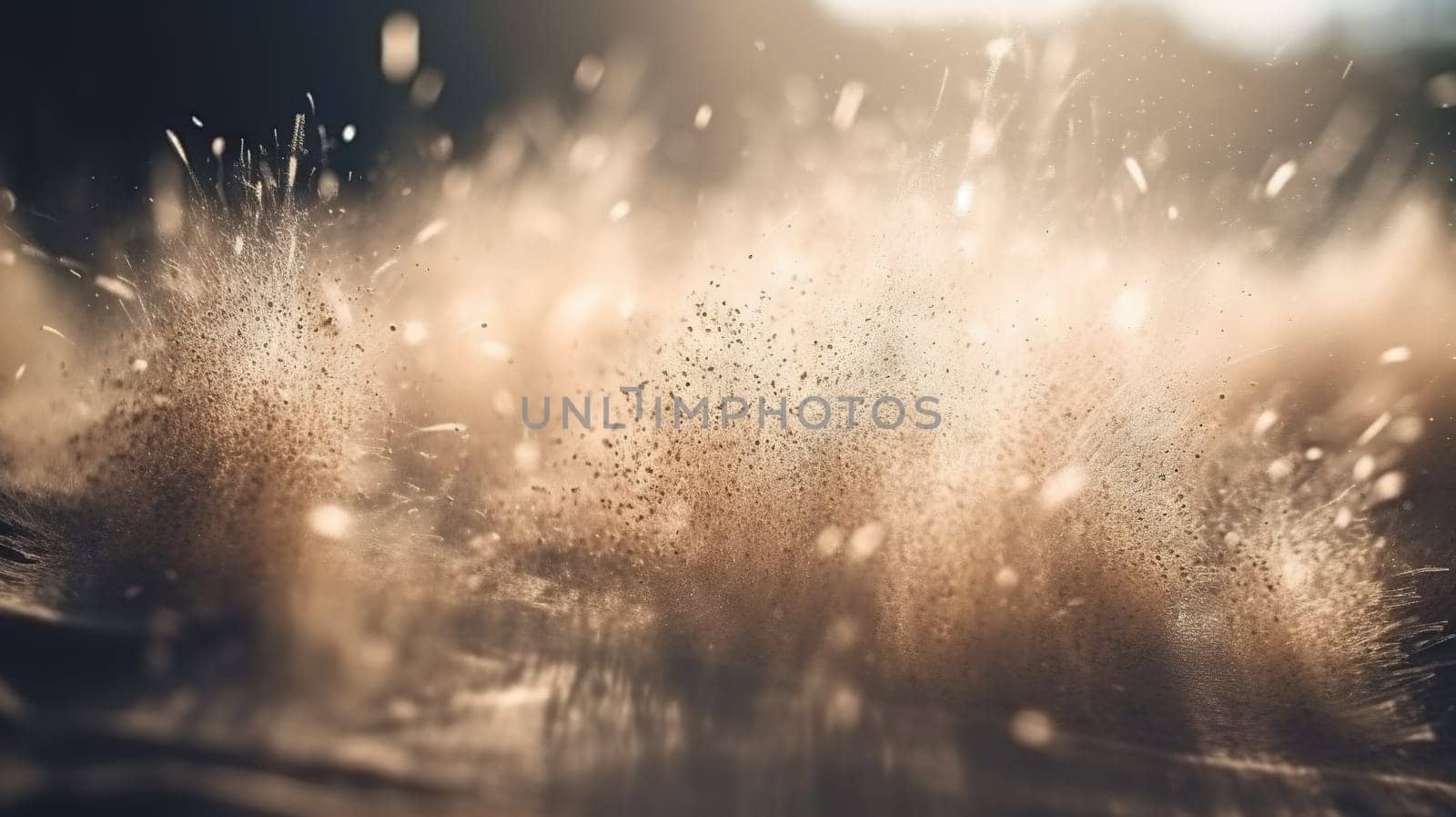 Dust particles sprayed by the wind. Sand on the ground or dust on the floor. Generative AI