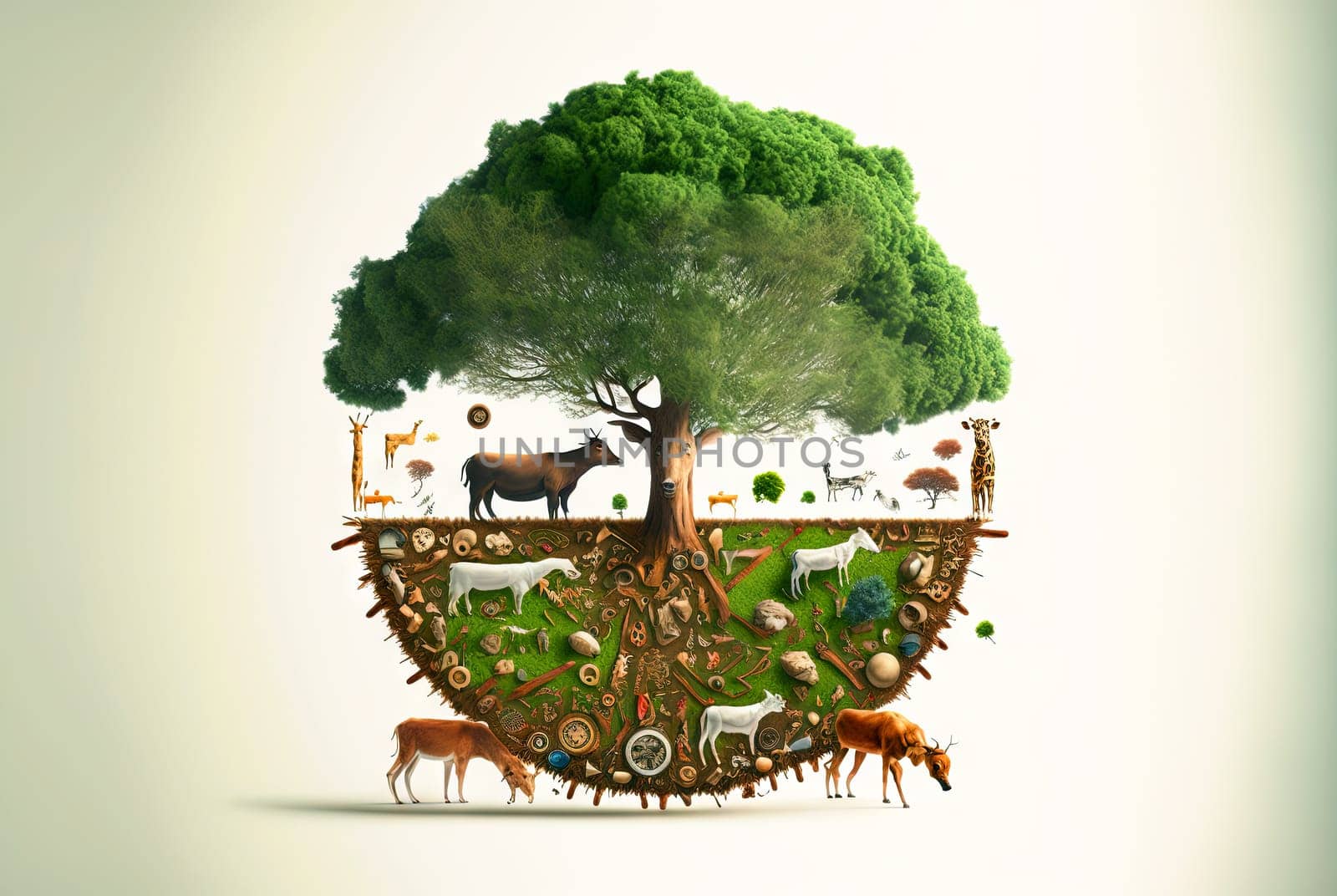 Ecological sustainability concept with stylized Earth as our home. Generated AI