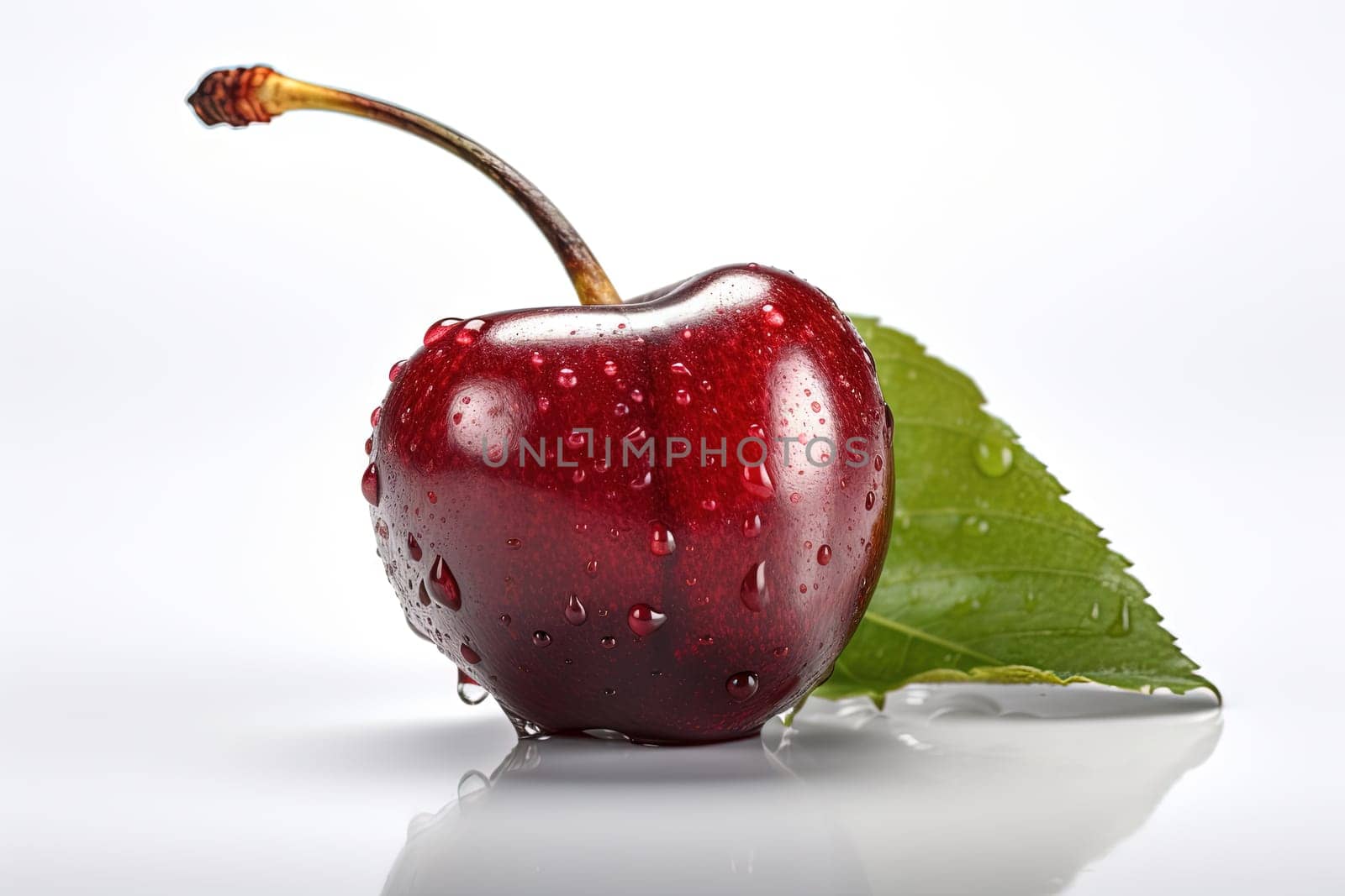 Cherry on background. Juicy red cherry, fresh and sweet. Generated AI