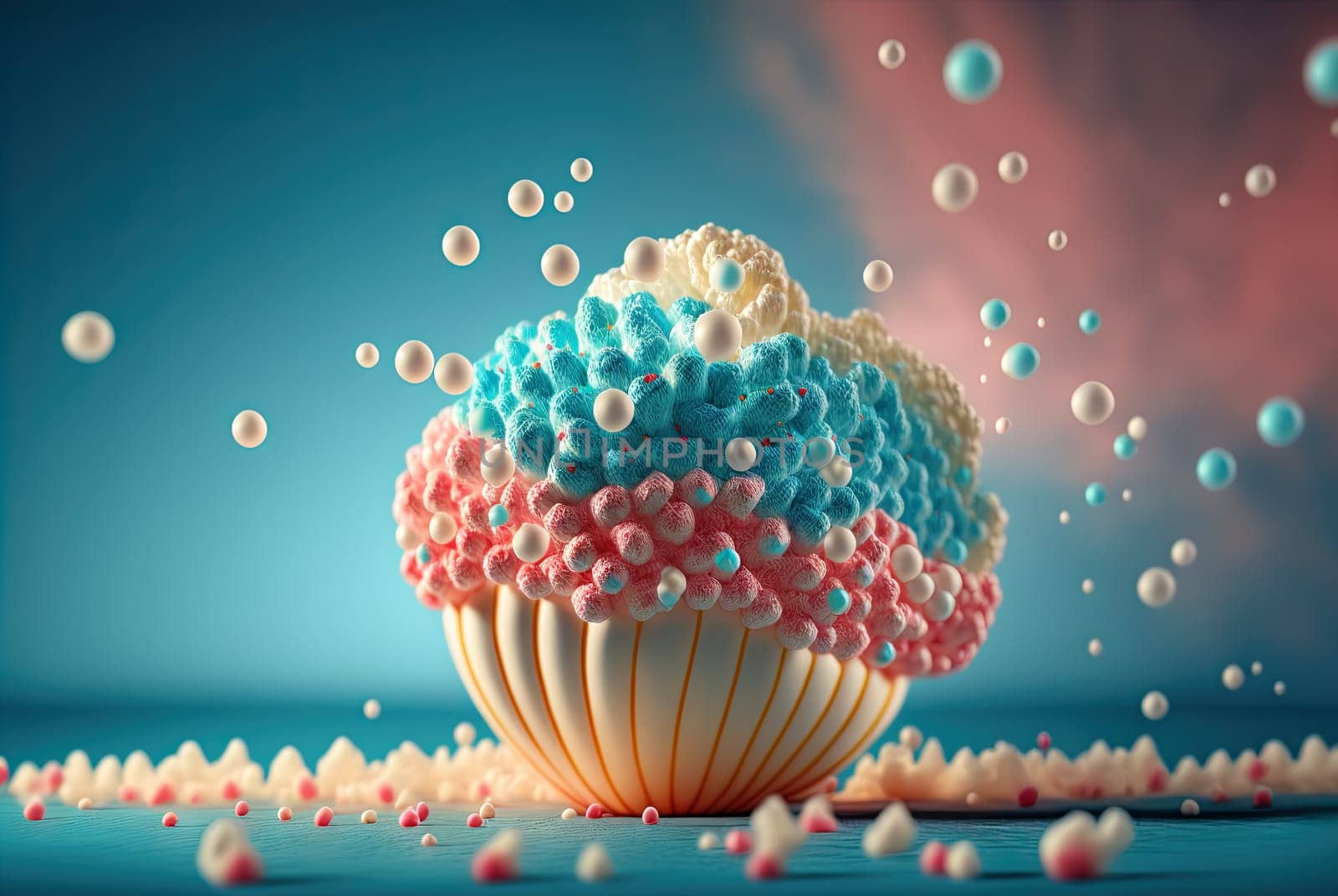 A box of popcorn. Movie theater themed popcorn package. Generative AI