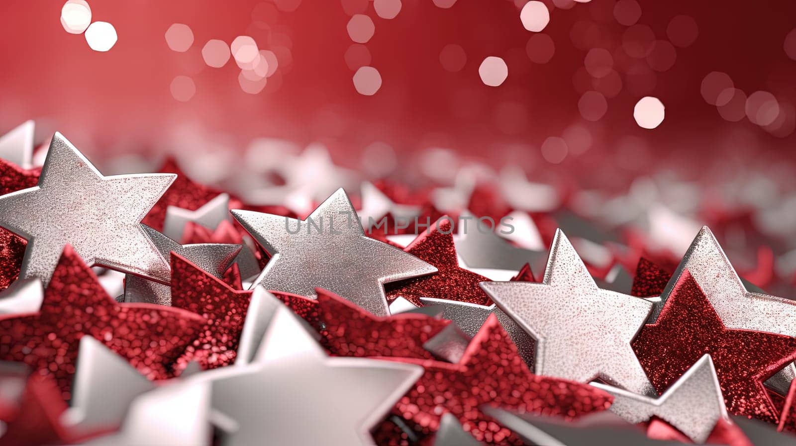 Abstract shiny background with red glitter. Scattered confetti sparkles with bright and vibrant red color. Generated AI