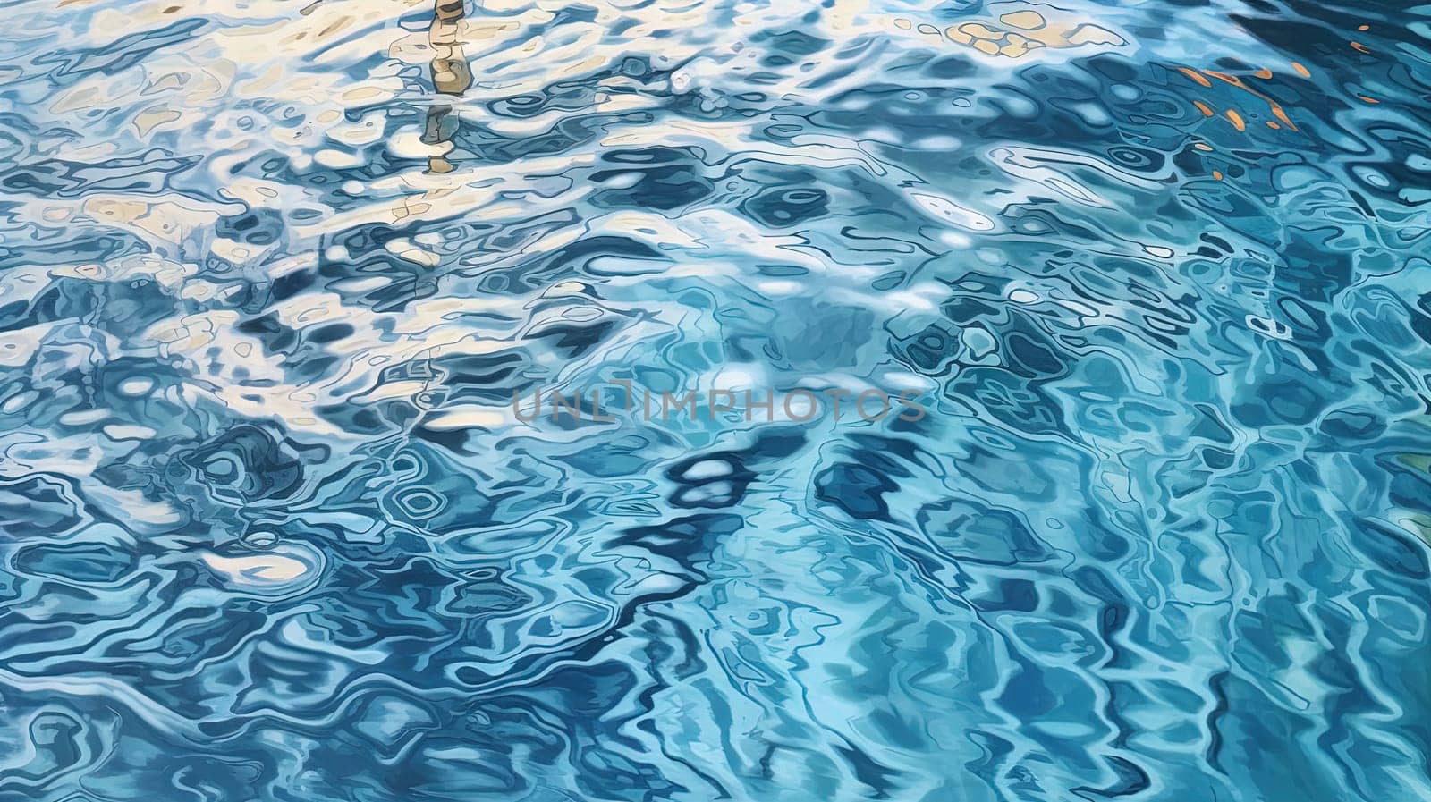 Ripples on the blue pool water. Shiny waves of clean pool water. Generated AI