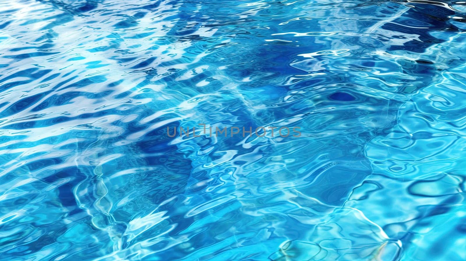 Ripples on the blue pool water. Shiny waves of clean pool water. Generated AI. by SwillKch