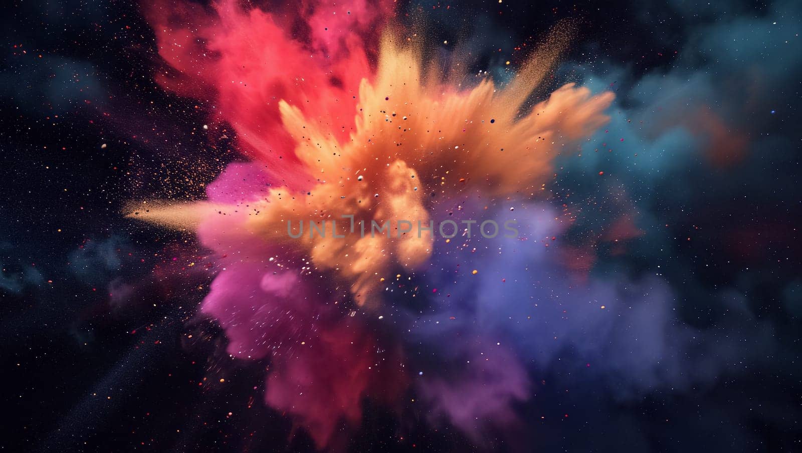 Colorful dust. An explosion of particles of bright colors. Colored background with lots of dust of different colors, explosion of colors. by Sneznyj