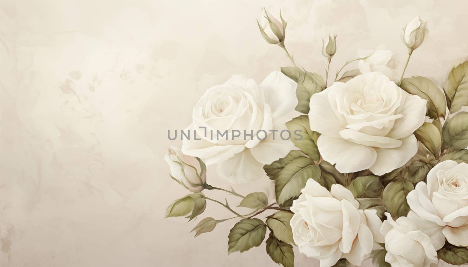 Background with white roses. by Nadtochiy