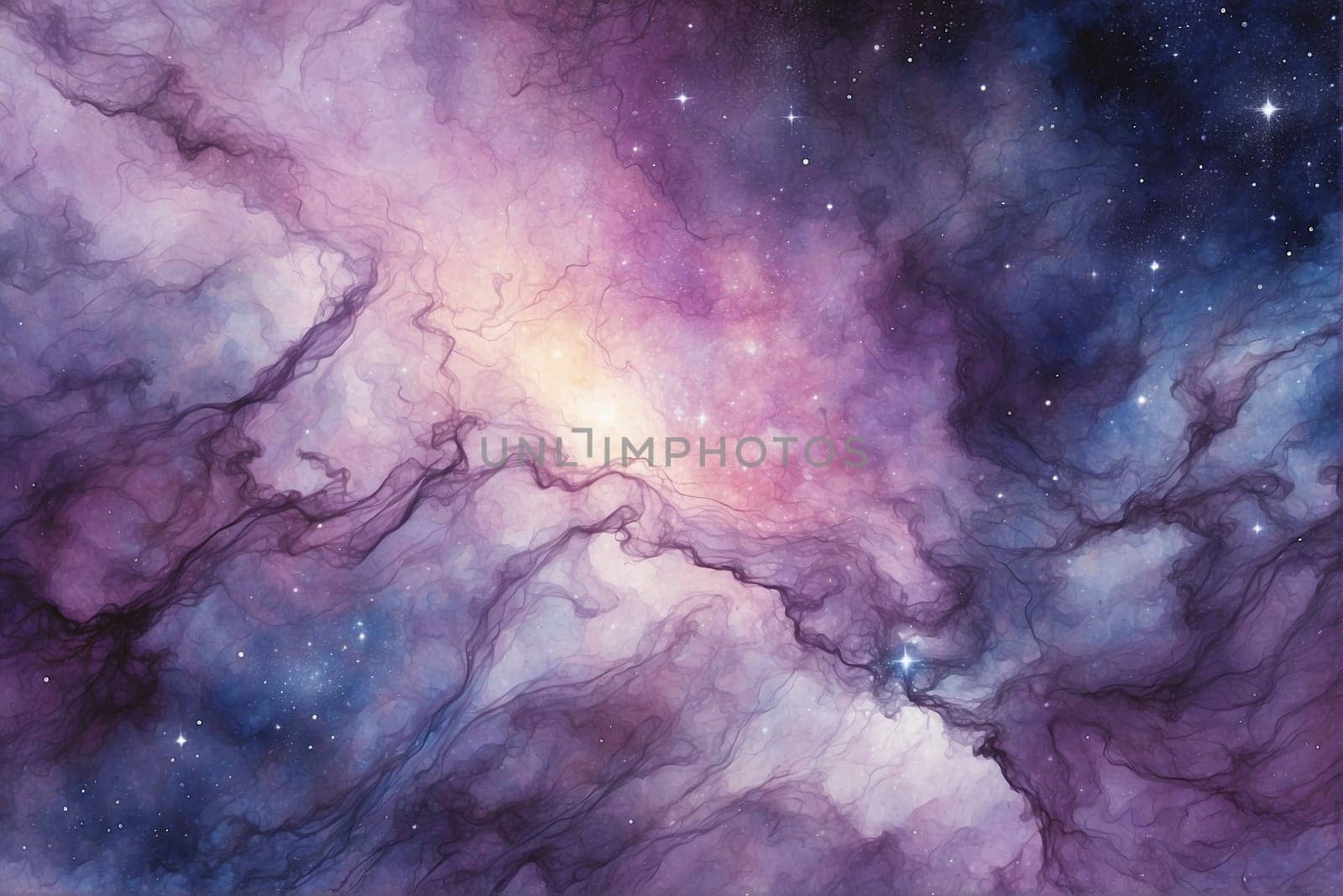 A Purple and Blue Space Filled With Stars. Generative AI. by artofphoto