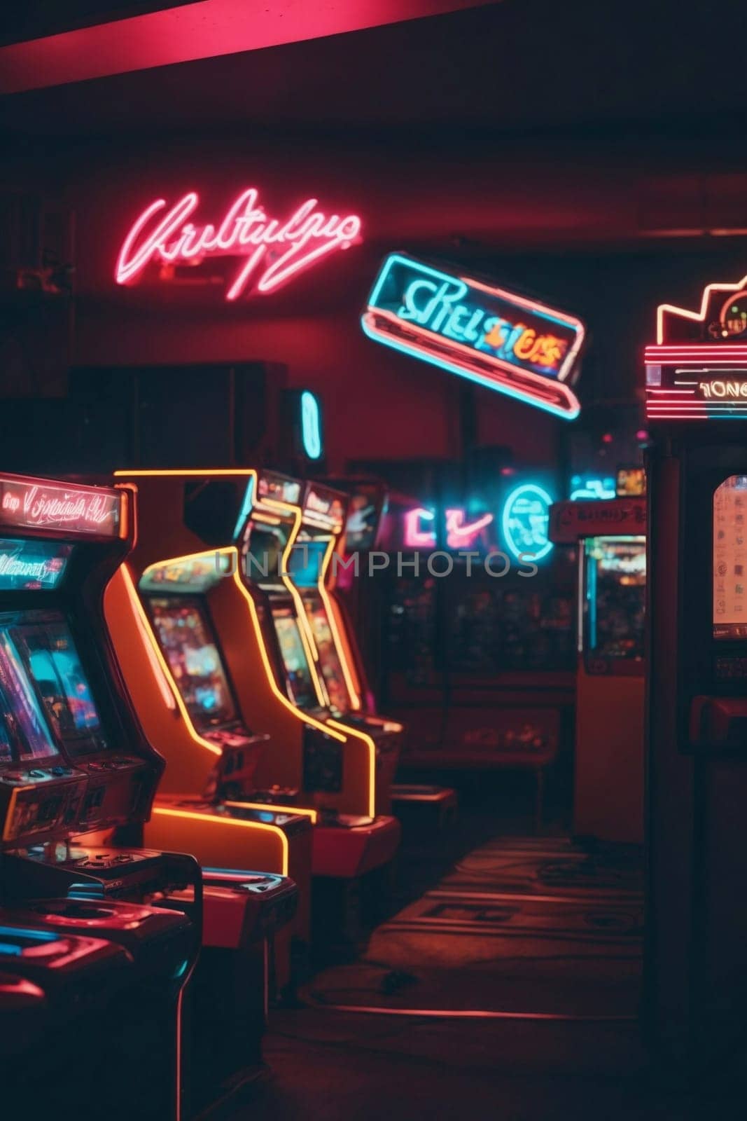 A Row of Slot Machines Sitting Next to Each Other. Generative AI. by artofphoto