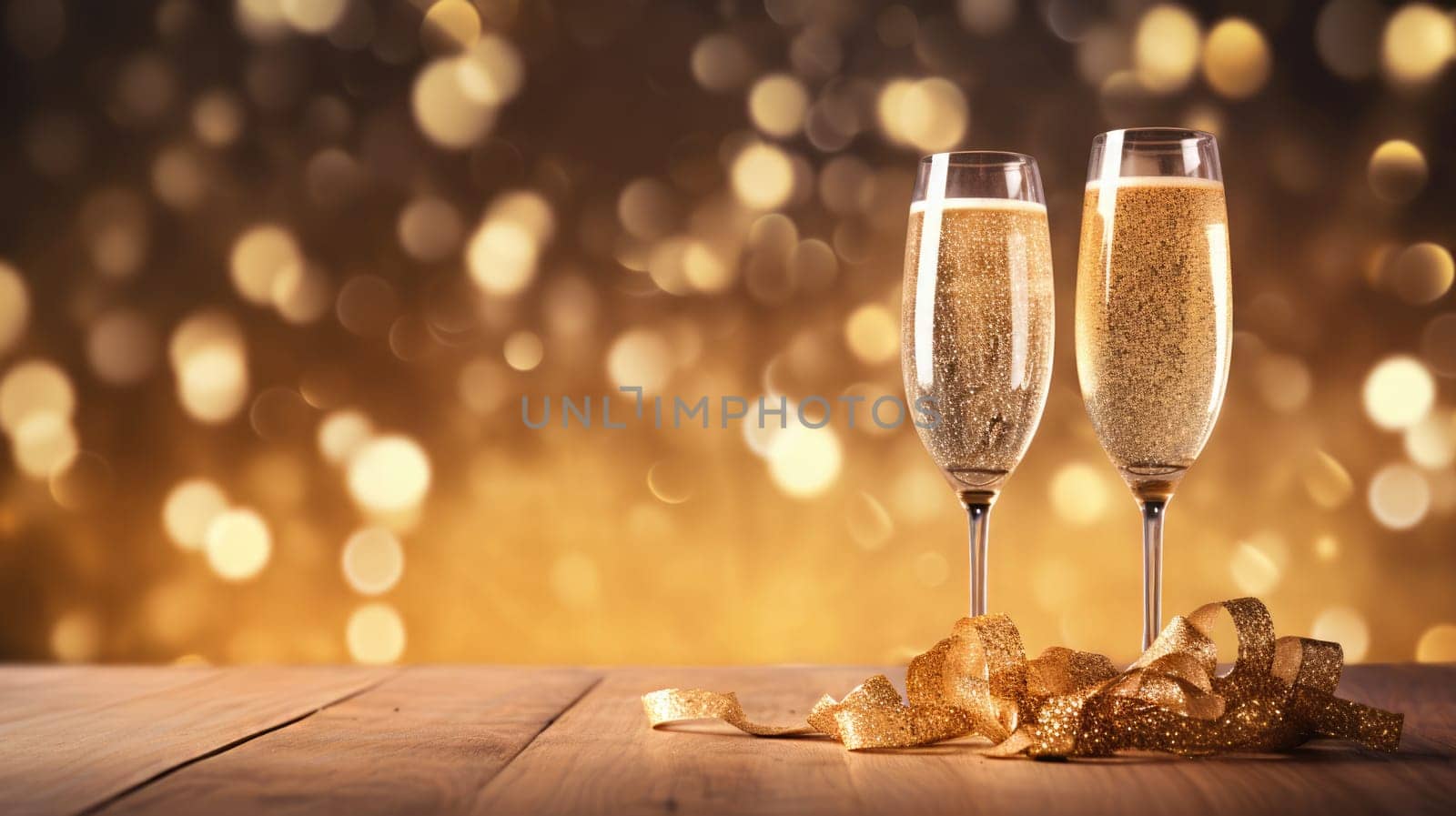 champagne glasses for celebration and party, ai