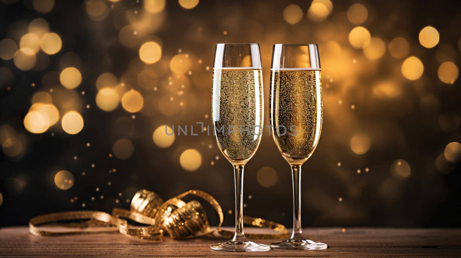 champagne glasses for celebration and party, ai