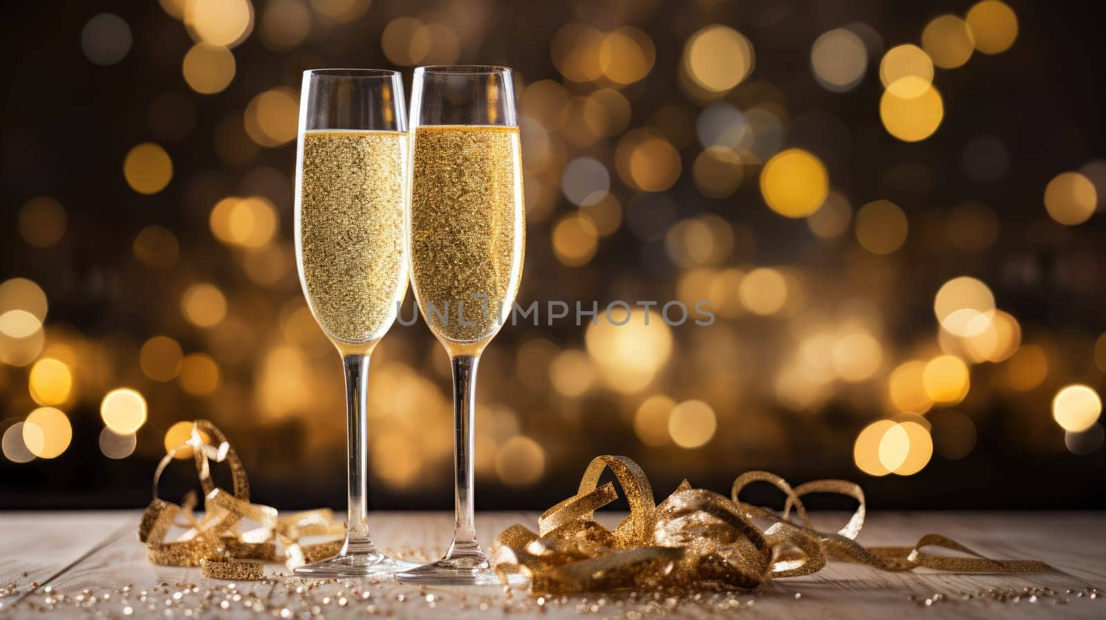 champagne glasses for celebration and party, ai