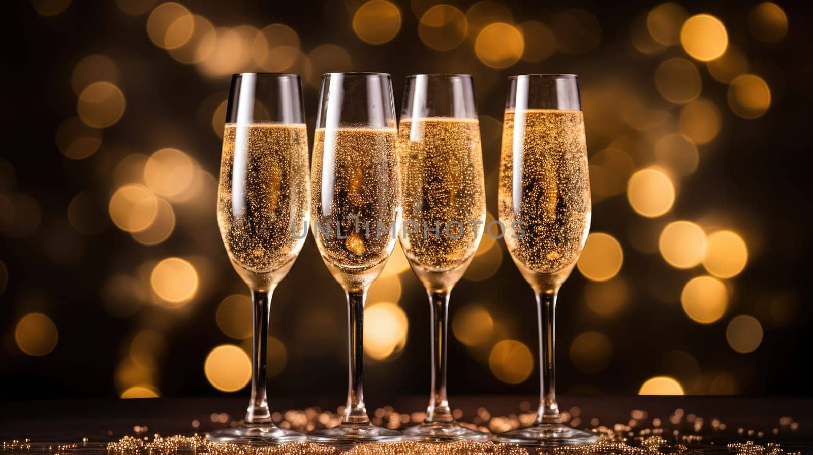 champagne glasses for celebration and party, ai