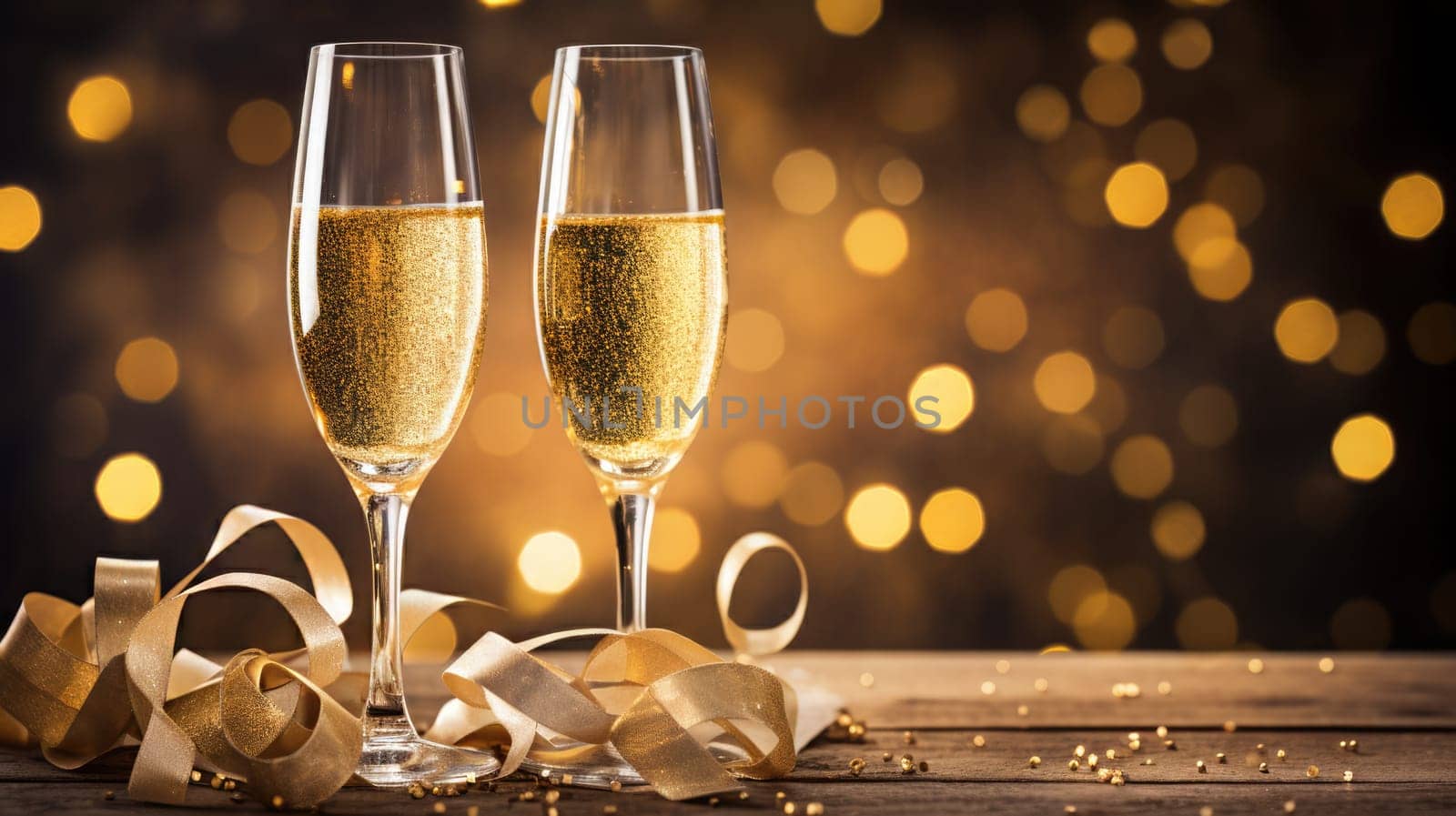 champagne glasses for celebration and party, ai