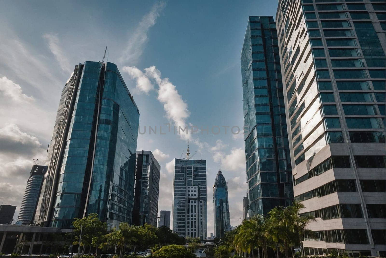 A collection of towering buildings clustered closely next to each other, creating an impressive urban skyline.