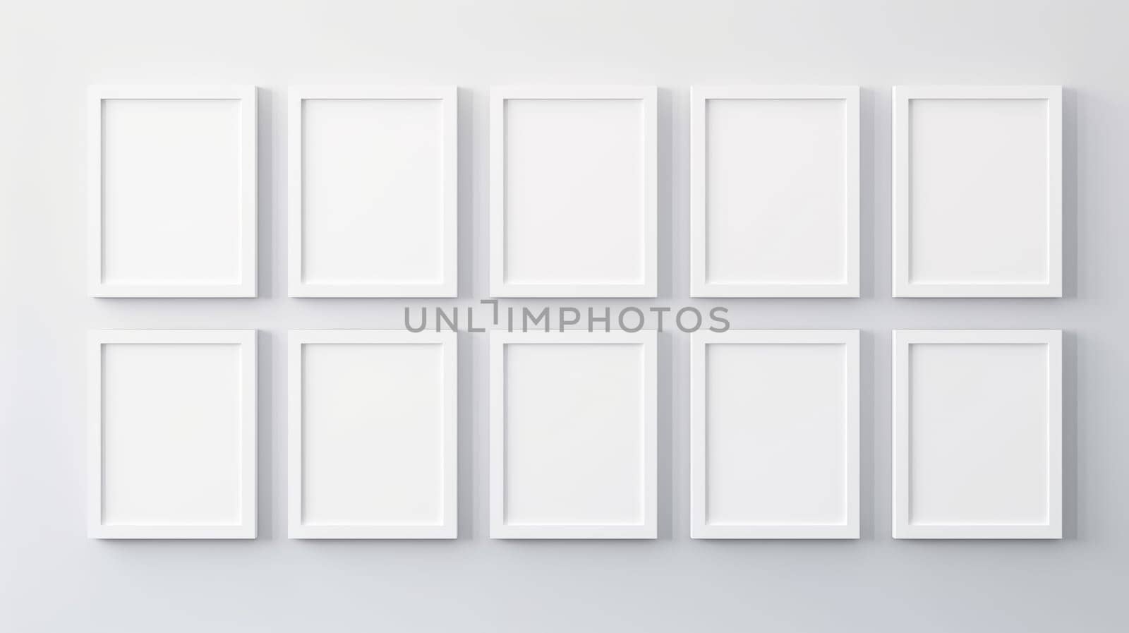 wood photo art frame set on white wall, ai