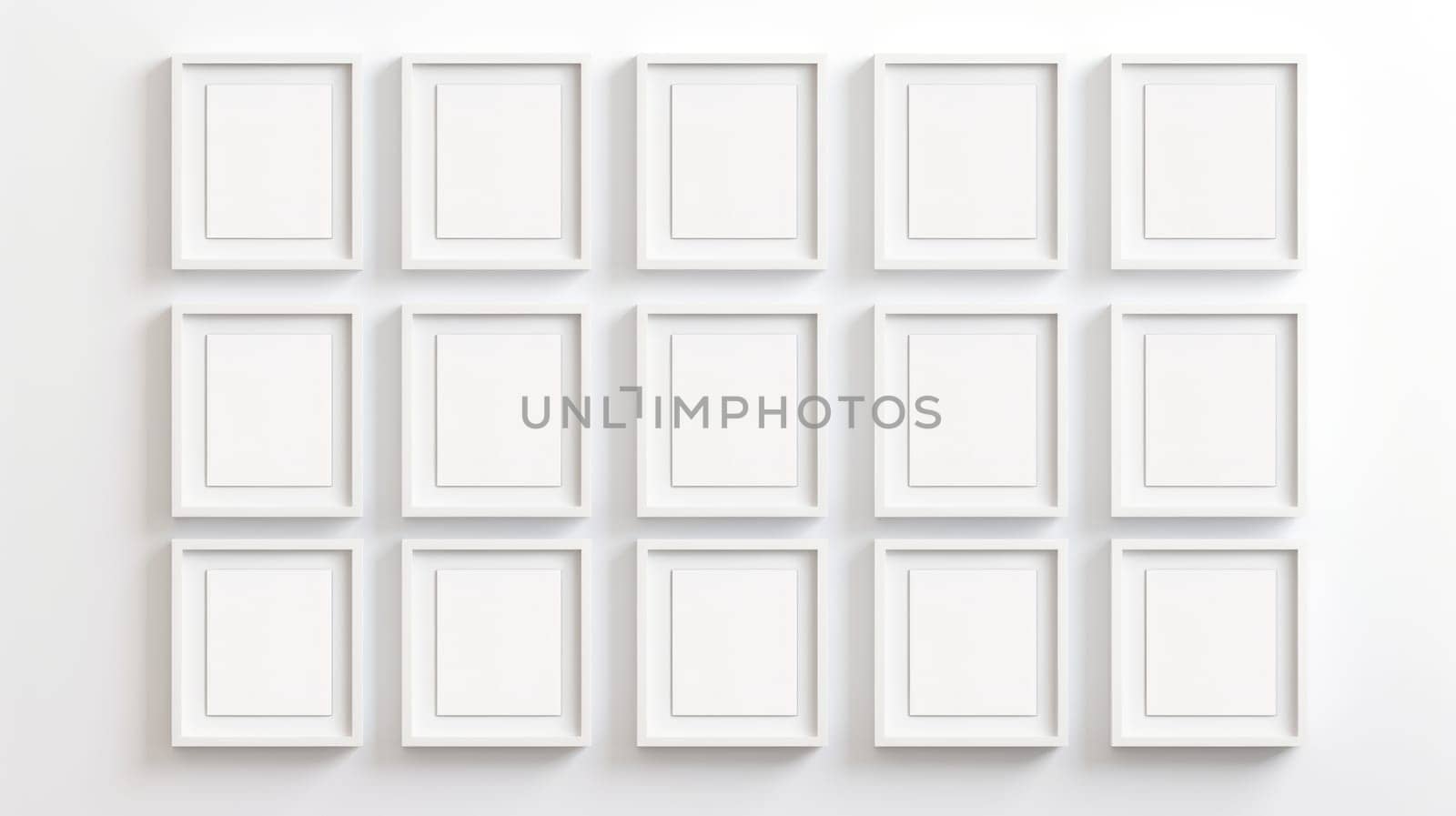 wood photo art frame set on white wall, ai