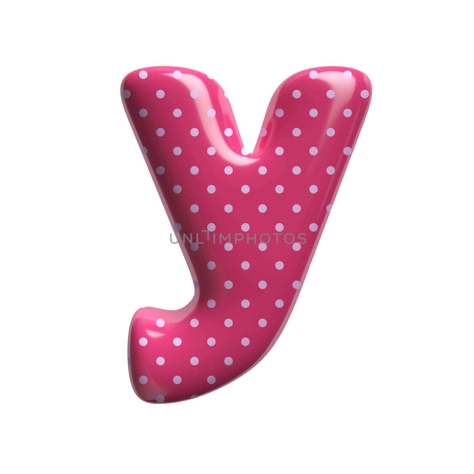 Polka dot letter Y - Small 3d pink retro font isolated on white background. This alphabet is perfect for creative illustrations related but not limited to Fashion, retro design, decoration...