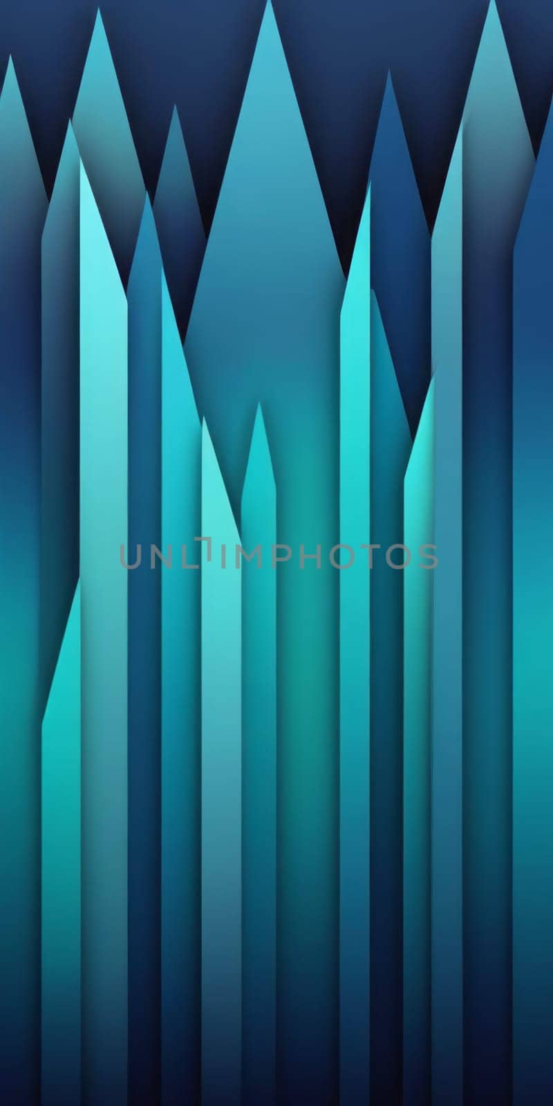 A gradient wallpaper with Buttress shapes using navy and aquamarine colors. Generative AI.