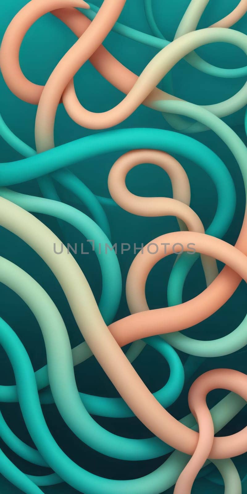 Intertwined Shapes in Teal and Seashell by nkotlyar