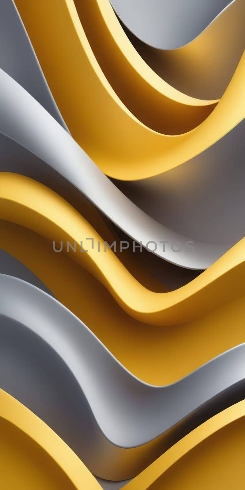 A gradient wallpaper with Sculpted shapes using silver and lightgoldenrodyellow colors. Generative AI.