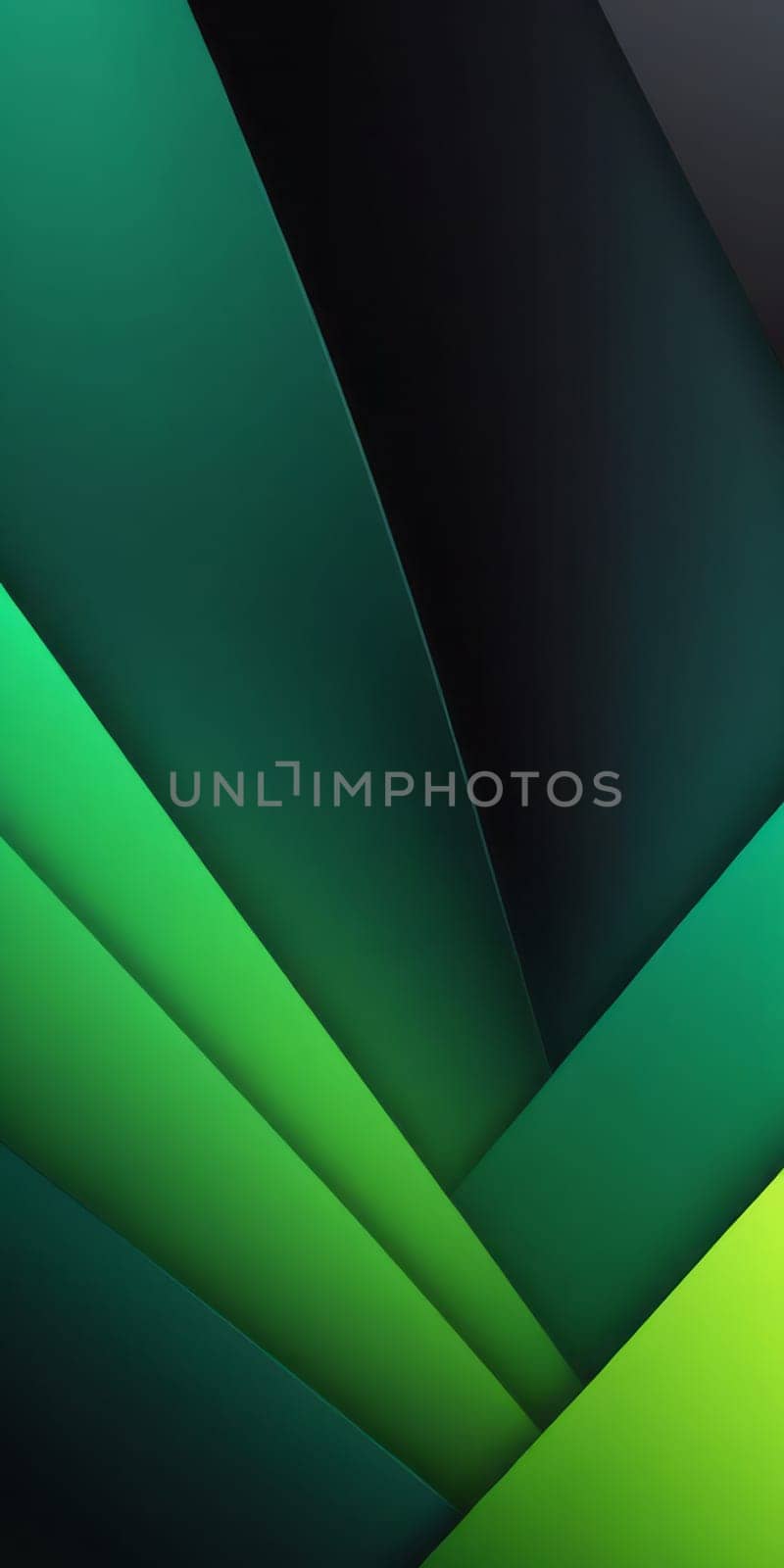 A gradient wallpaper with Gabled shapes using black and green colors. Generative AI.