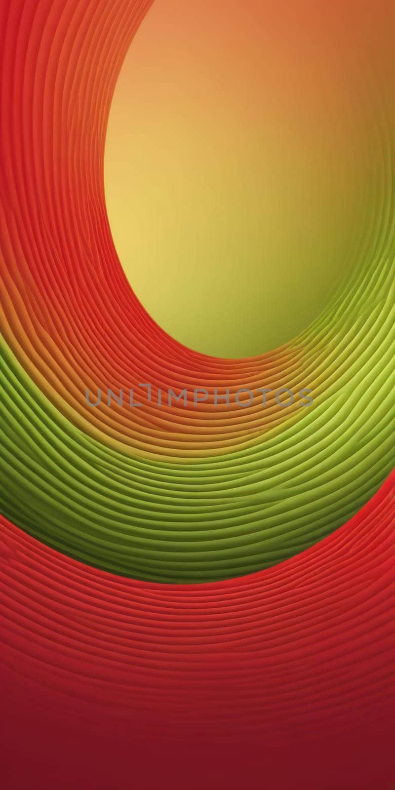 A gradient wallpaper with Helical shapes using red and olivedrab colors. Generative AI.