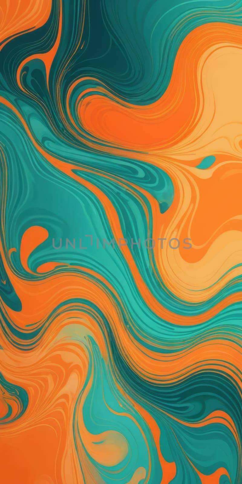 Marbled Shapes in Orange and Green by nkotlyar