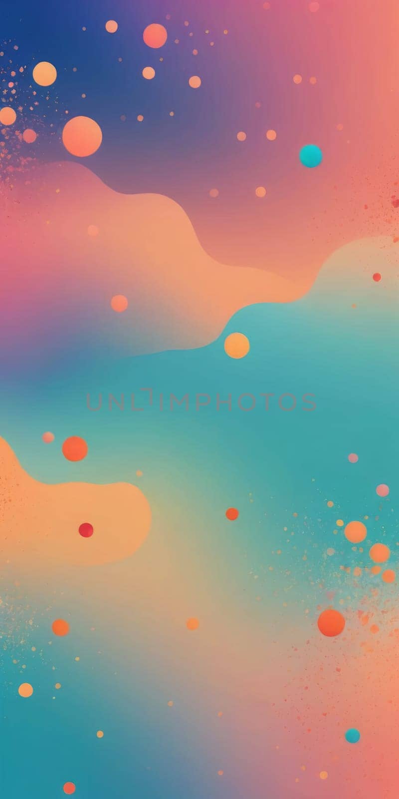 A gradient wallpaper with Splattered shapes using aqua and lightsalmon colors. Generative AI.
