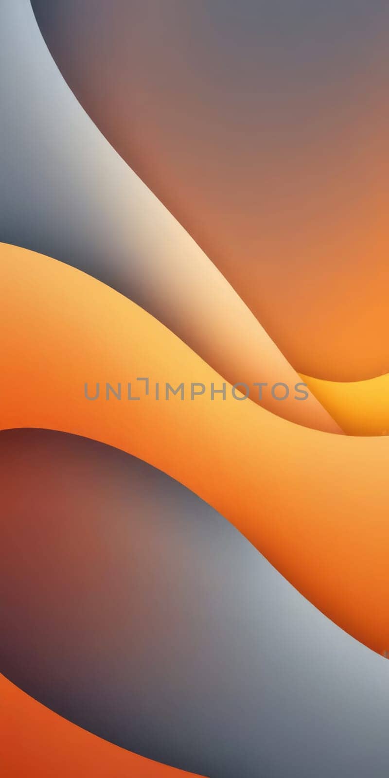 A gradient wallpaper with Spiral shapes using orange and gray colors. Generative AI.
