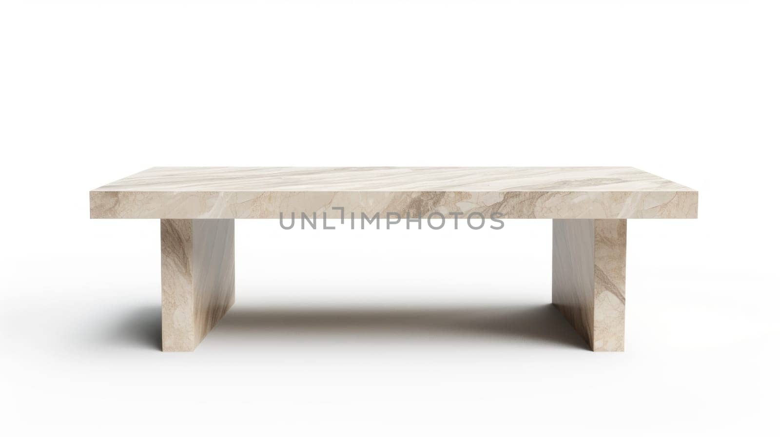 Empty marble stone table isolated on white. Generative AI.