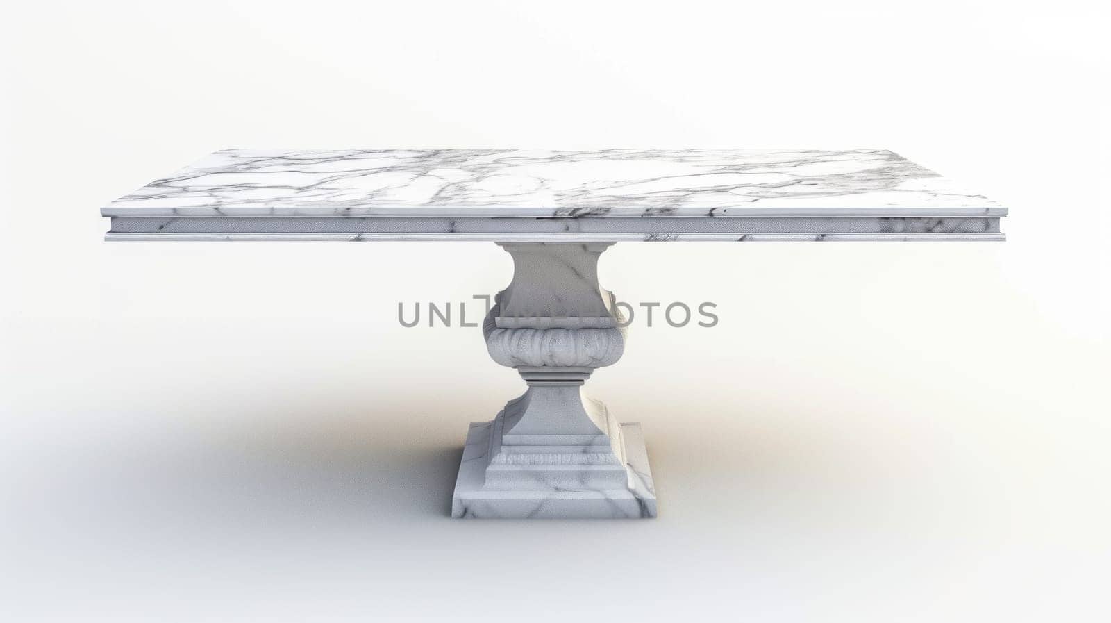Empty marble stone table isolated on white. Generative AI.