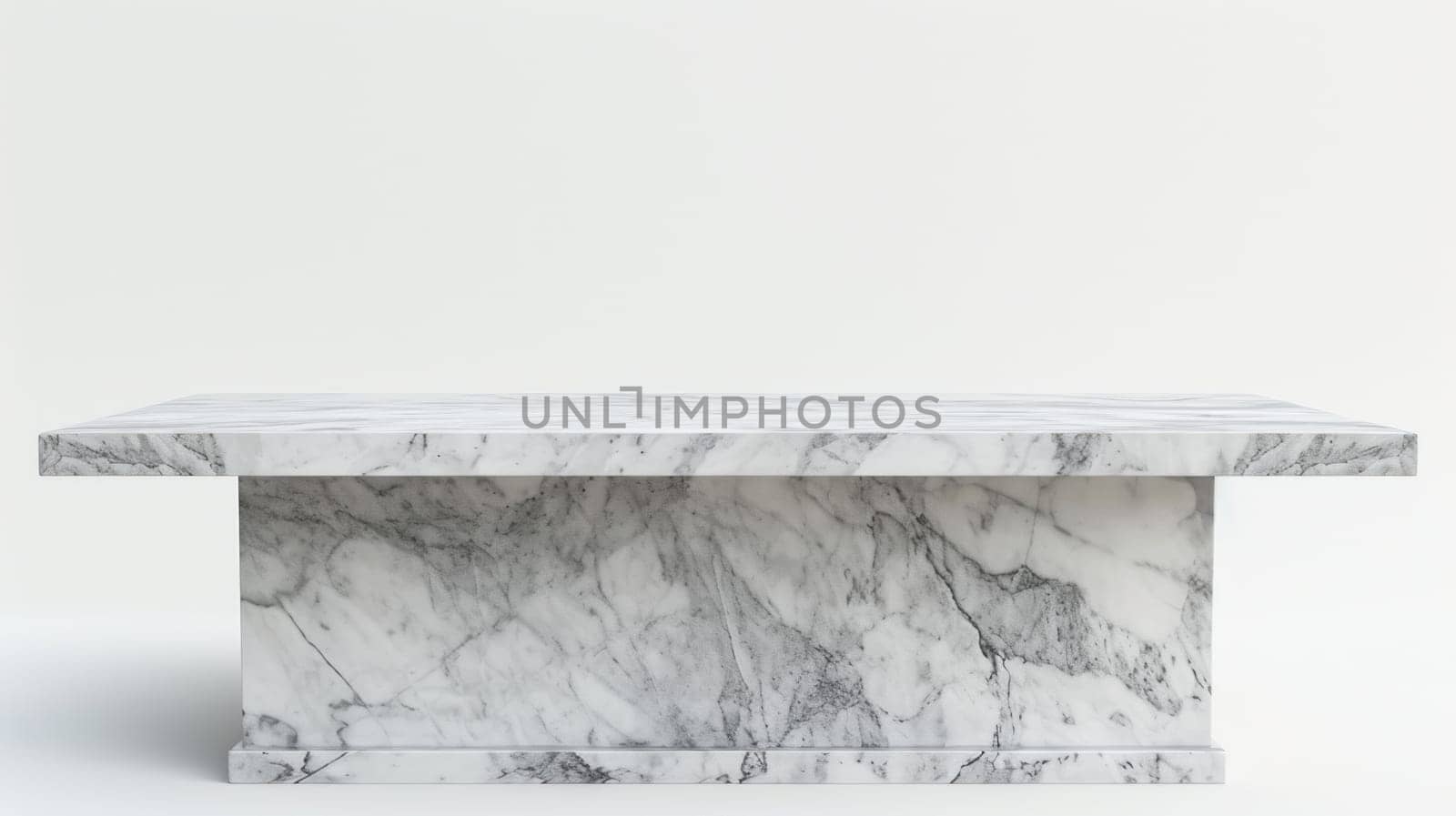 Empty marble stone table isolated on white. Generative AI.