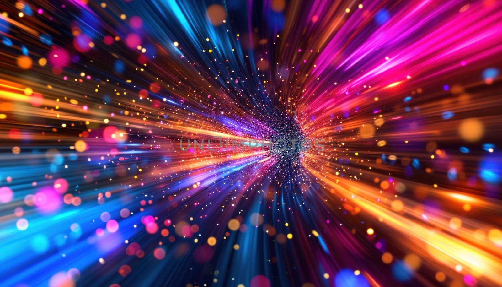 Speed lights twisted in a digital cyber technology pattern. Generative AI.