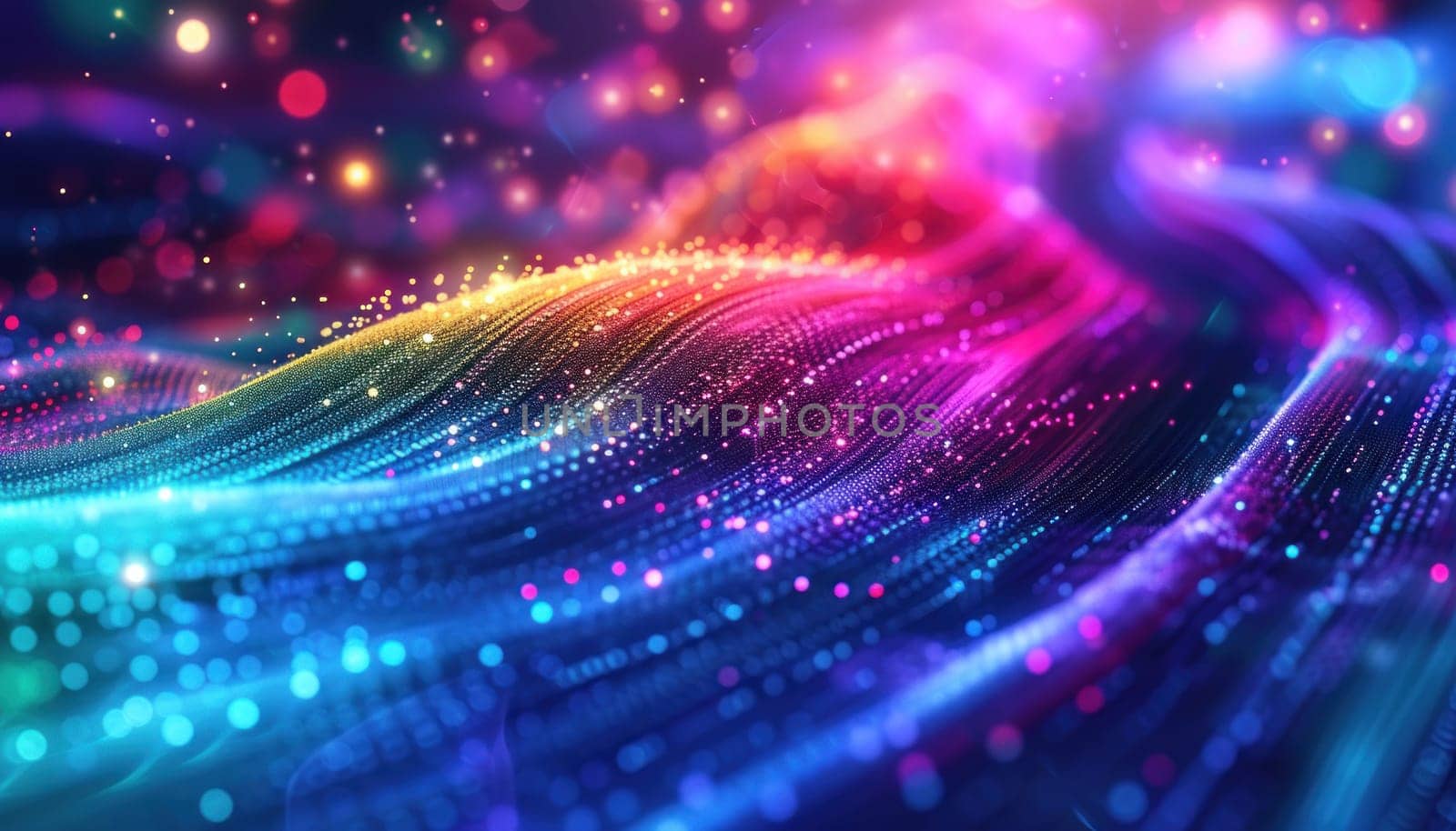 Speed lights twisted in a digital cyber technology pattern. Generative AI.