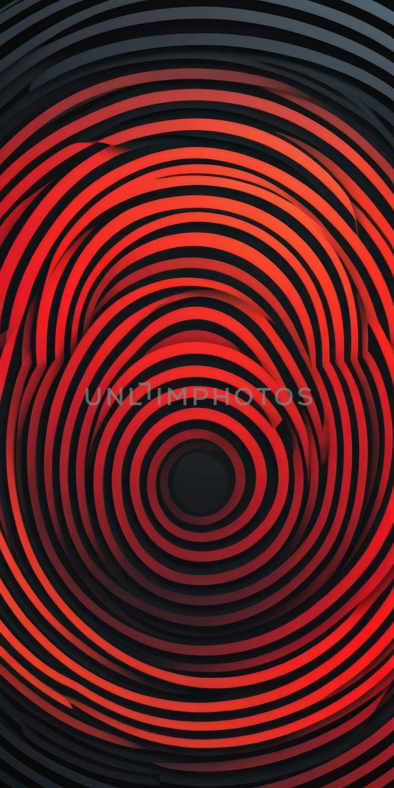 A gradient wallpaper with Concentric shapes using black and firebrick colors. Generative AI.