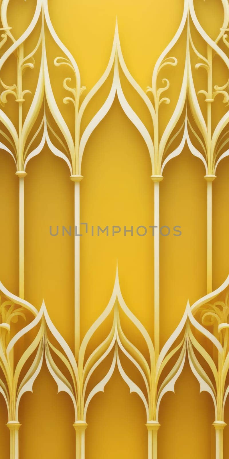 A gradient wallpaper with Buttress shapes using yellow and floralwhite colors. Generative AI.