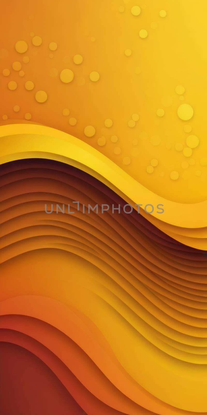 A gradient wallpaper with Dimpled shapes using yellow and brown colors. Generative AI.