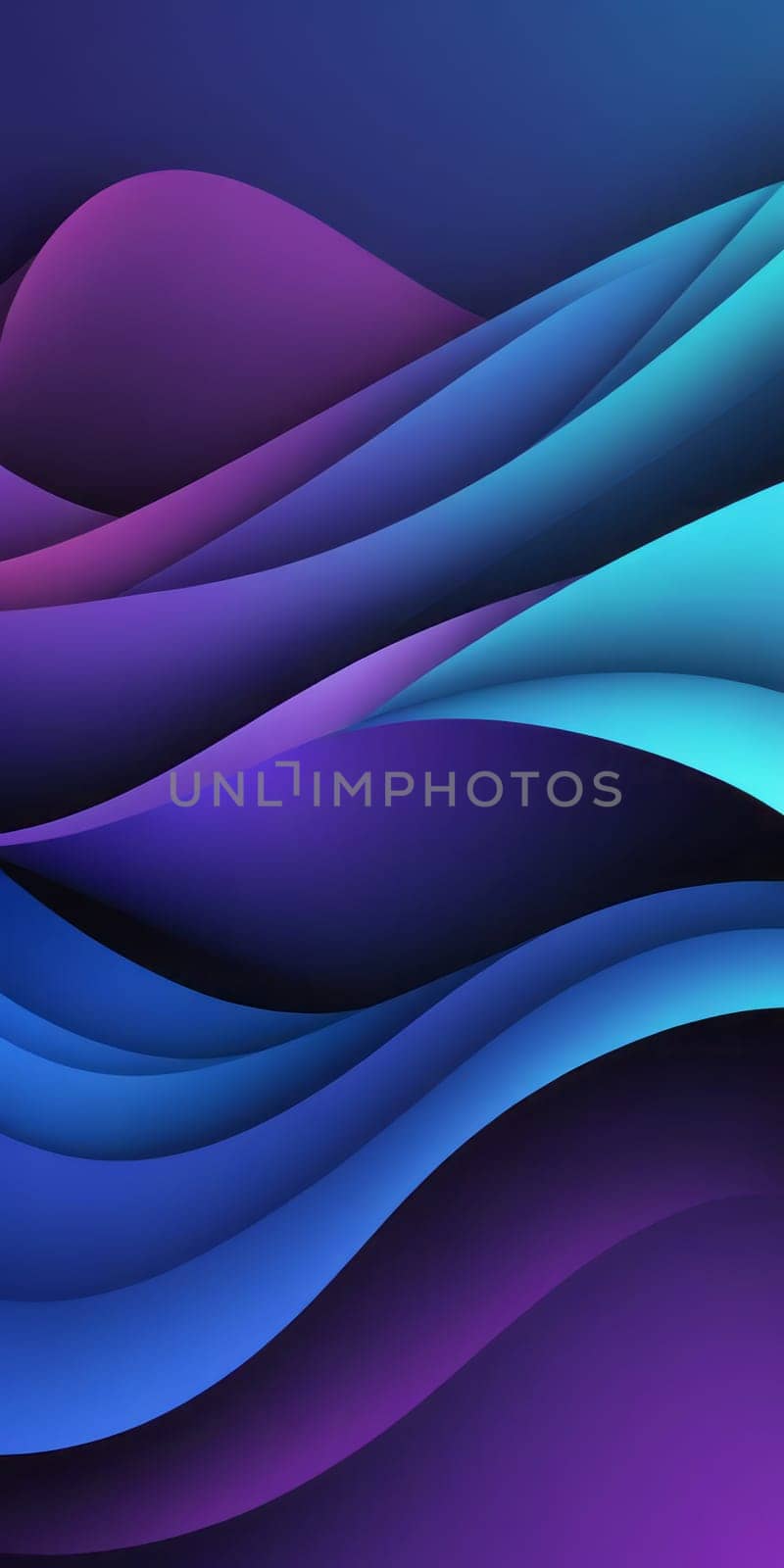 A gradient wallpaper with Waved shapes using blue and darkviolet colors. Generative AI.