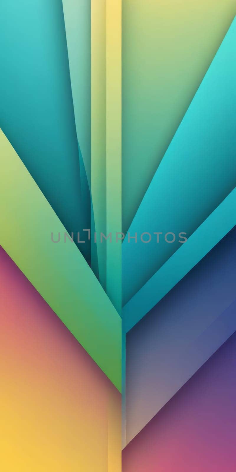 A gradient wallpaper with Arrow shapes using teal and lightyellow colors. Generative AI.