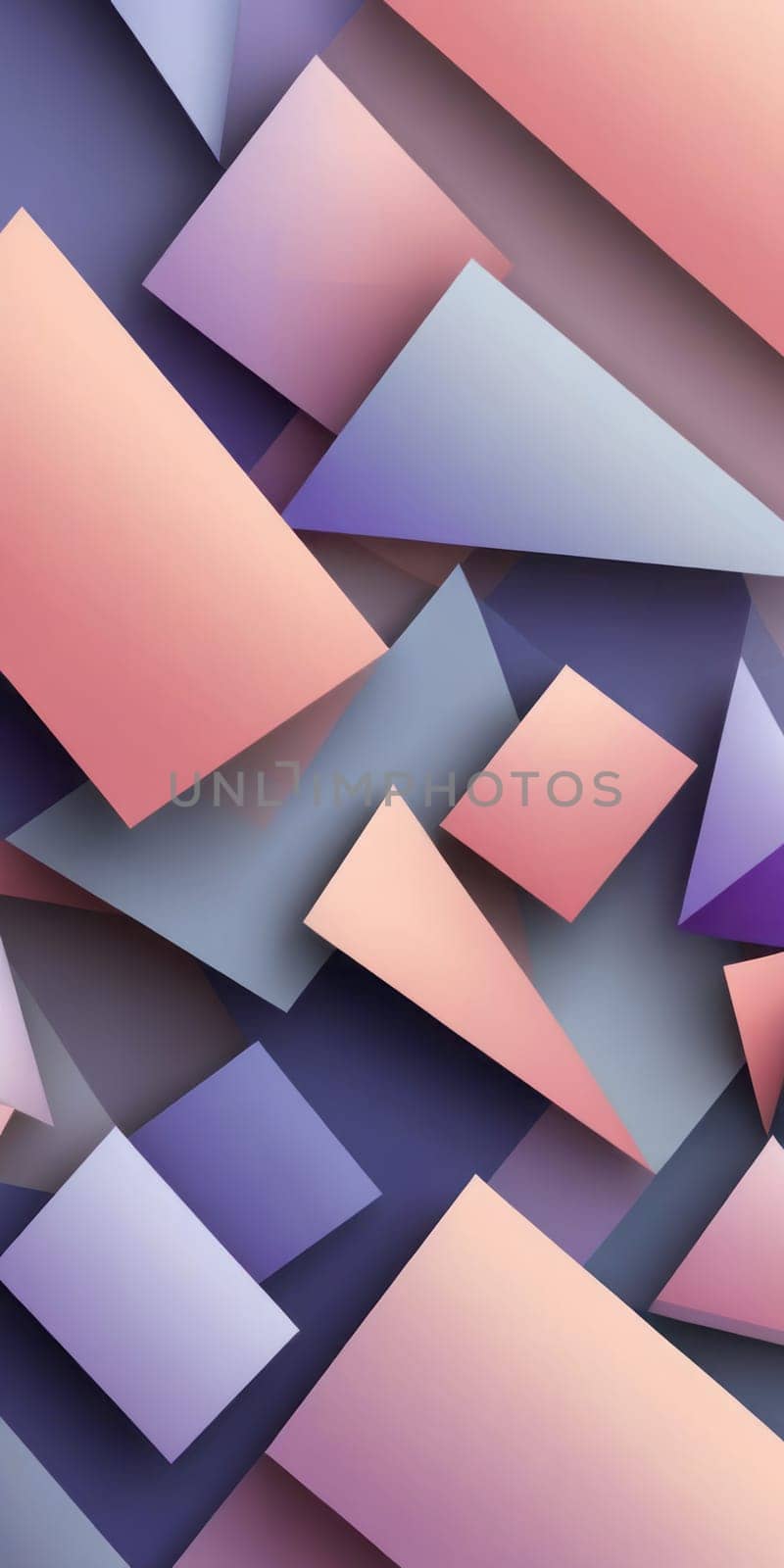 A gradient wallpaper with Cubist shapes using gray and lavenderblush colors. Generative AI.