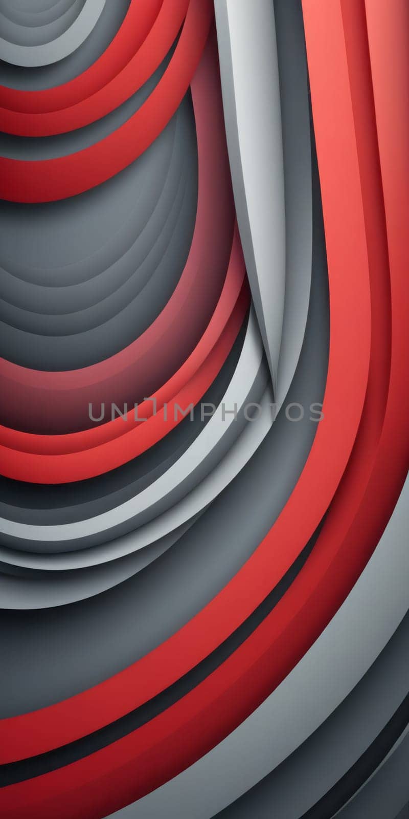 A gradient wallpaper with Helical shapes using red and dimgray colors. Generative AI.