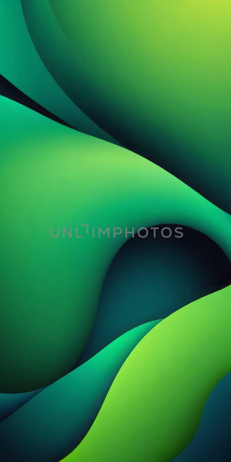 A gradient wallpaper with Sculpted shapes using green and darkolivegreen colors. Generative AI.