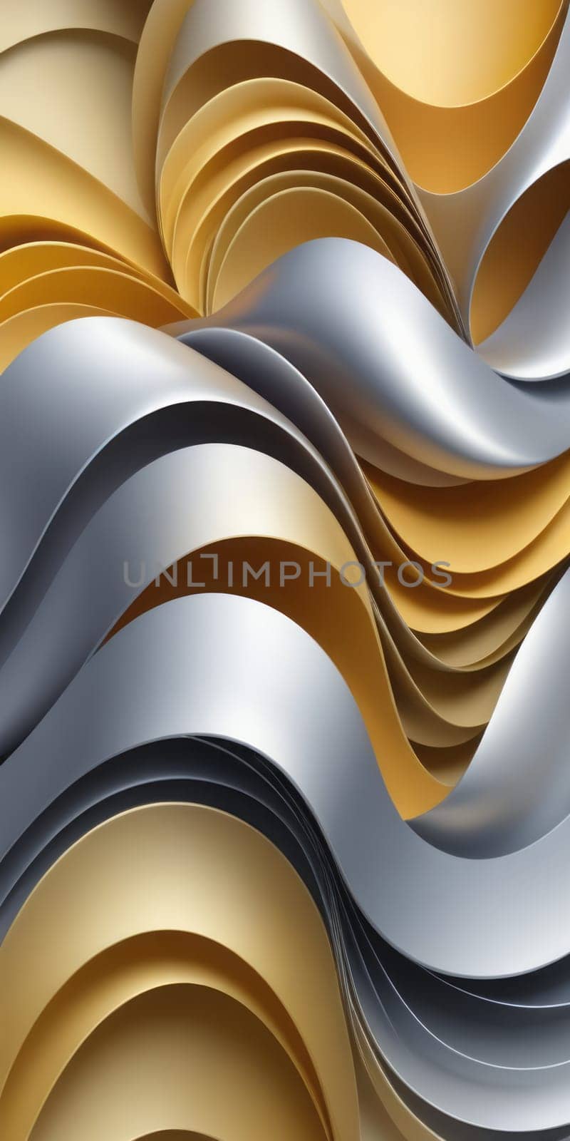 A gradient wallpaper with Looped shapes using silver and cornsilk colors. Generative AI.