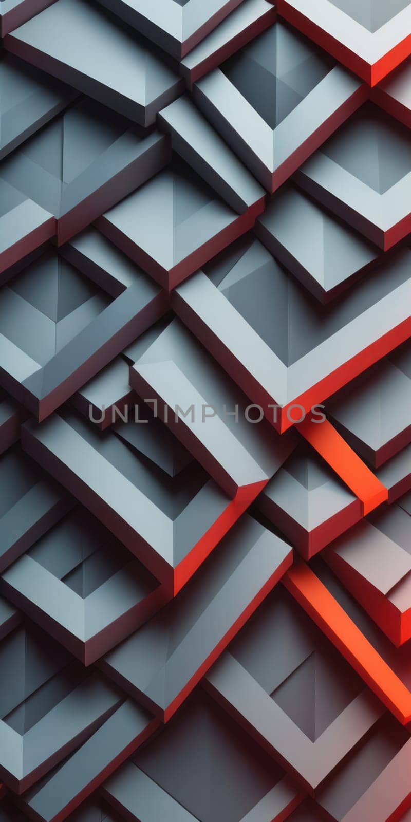 A gradient wallpaper with Intertwined shapes using gray and firebrick colors. Generative AI.